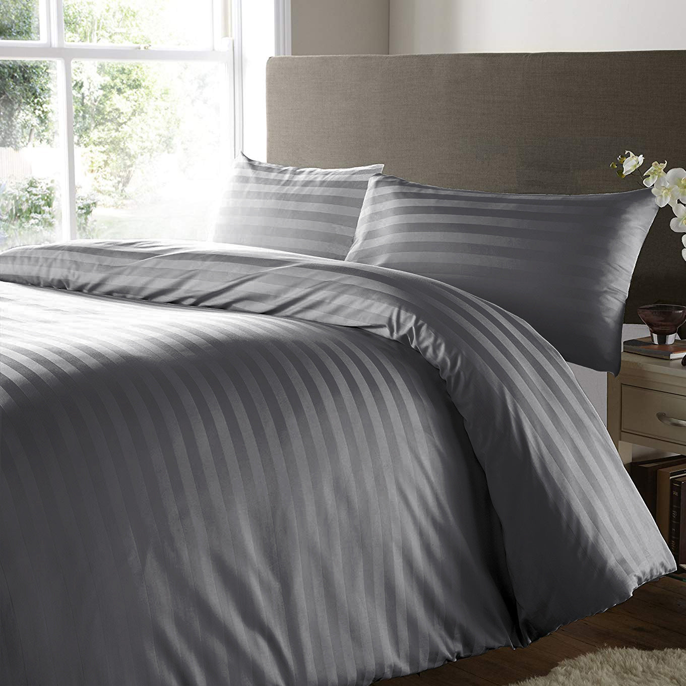 Stripe Satin Duvet Cover Set