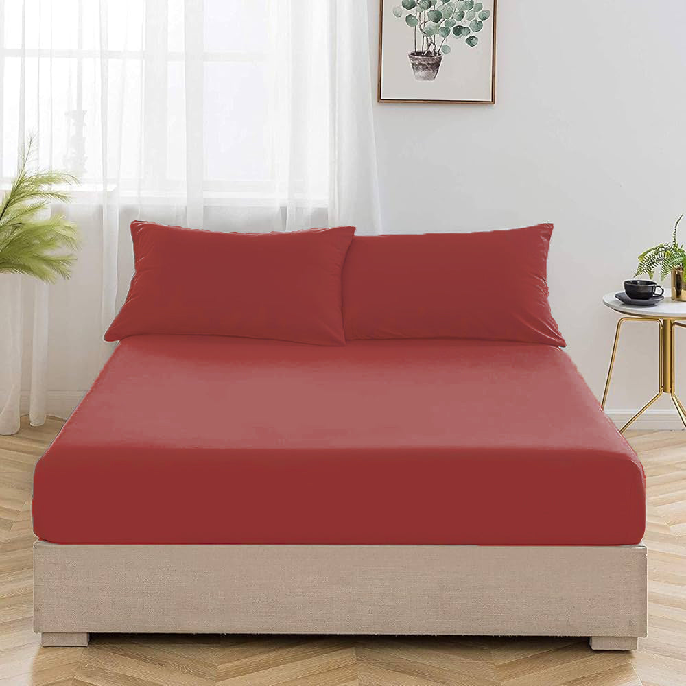 Solid Cotton Bedsheet Set 3 pieces