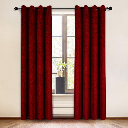 Diamond Solid Curtain - Burgundy