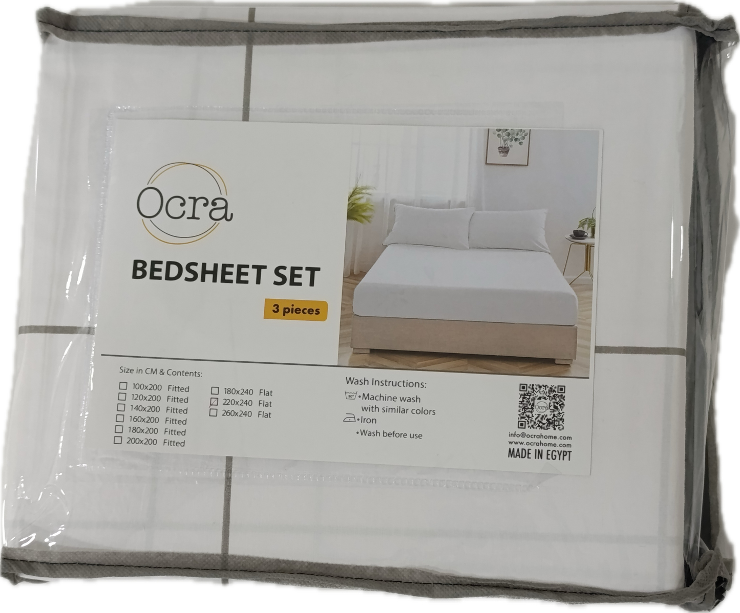Cotton Bed Sheet Set - 3 Pieces - Quadra