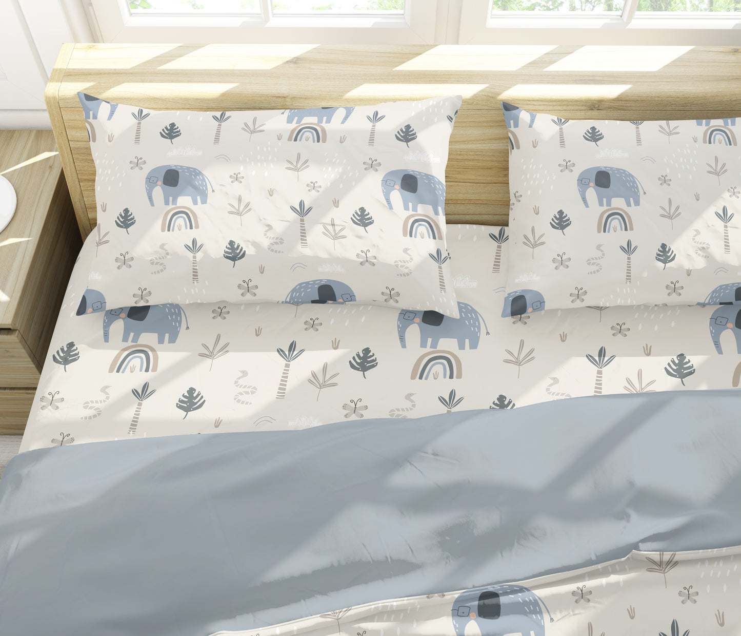 Printed Microfiber Bed Sheet - Elephant