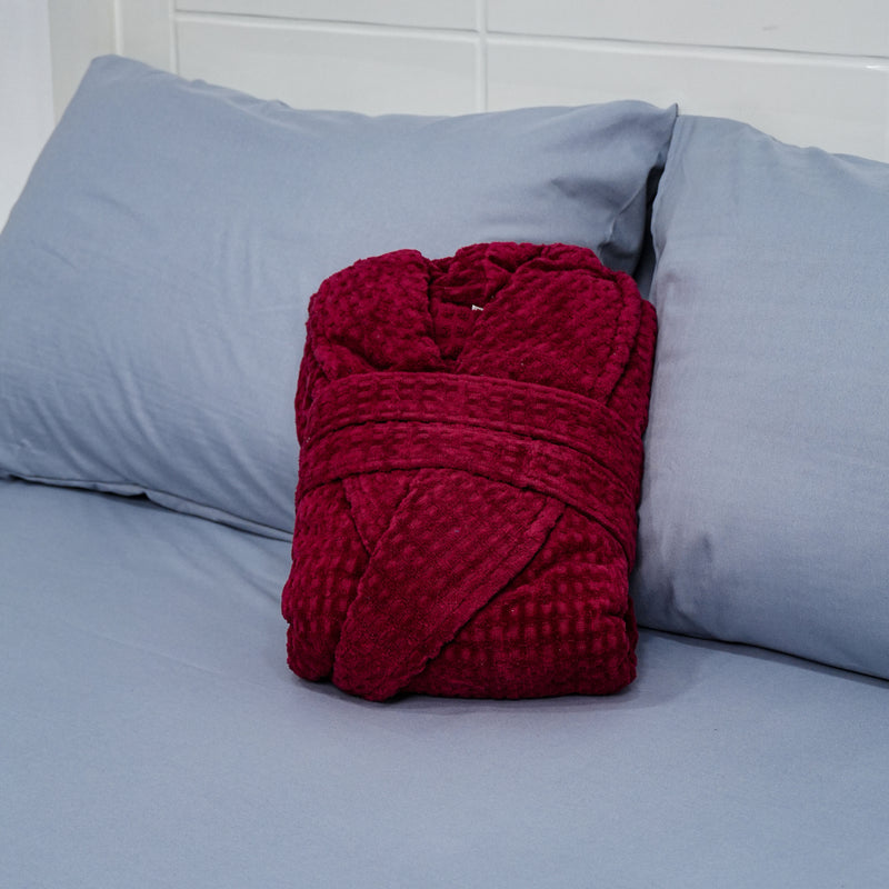 Velvet Textured Bathrobe – Premium Embossed Fabric