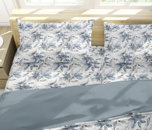 Printed Microfiber Bed Sheet - Blue Dream