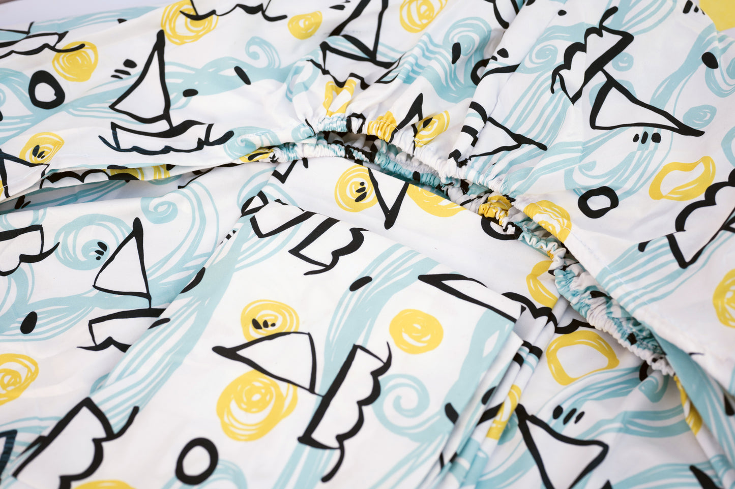 Printed Microfiber Bed Sheet - Boats