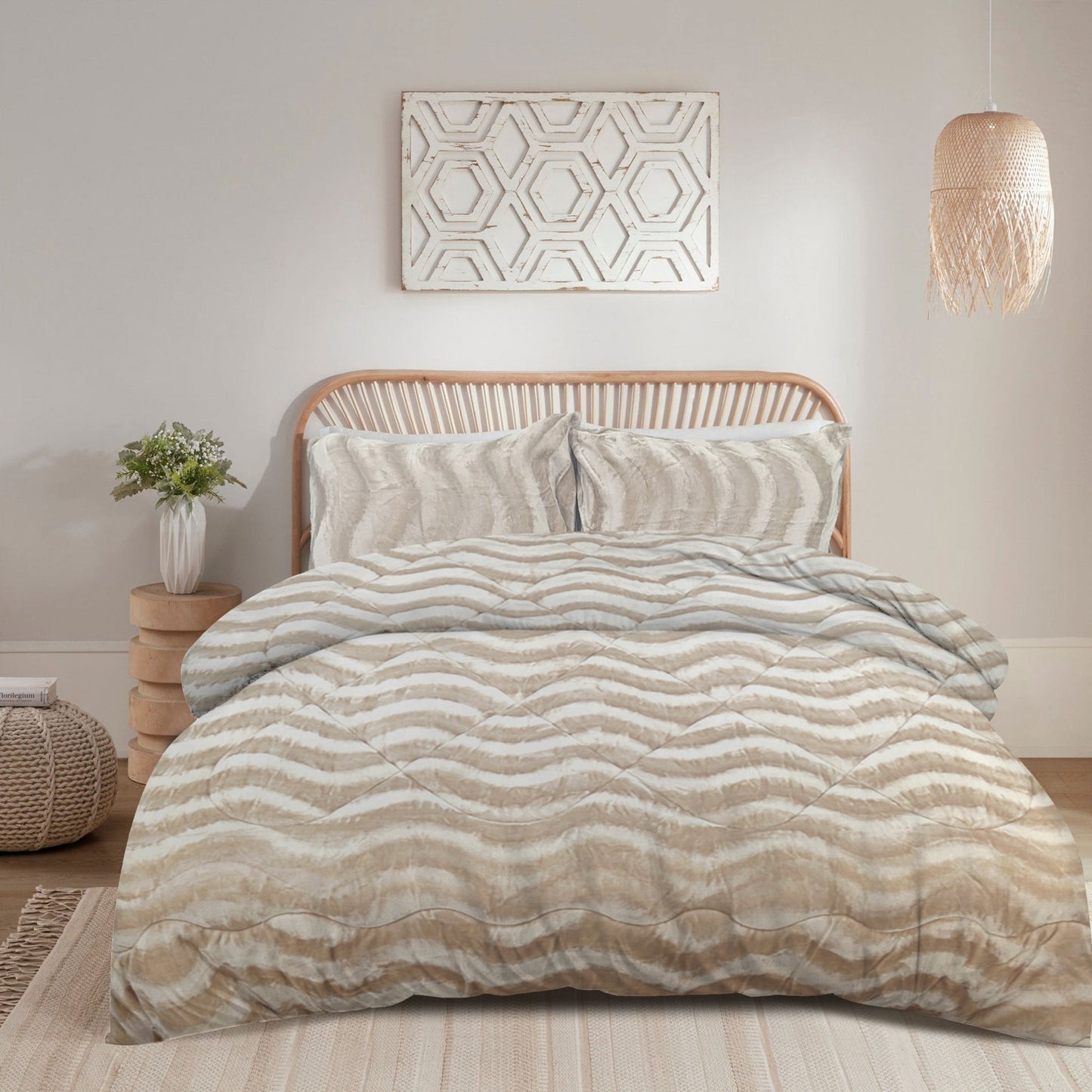 Blanket Duvet Set -Beige 3 Pieces