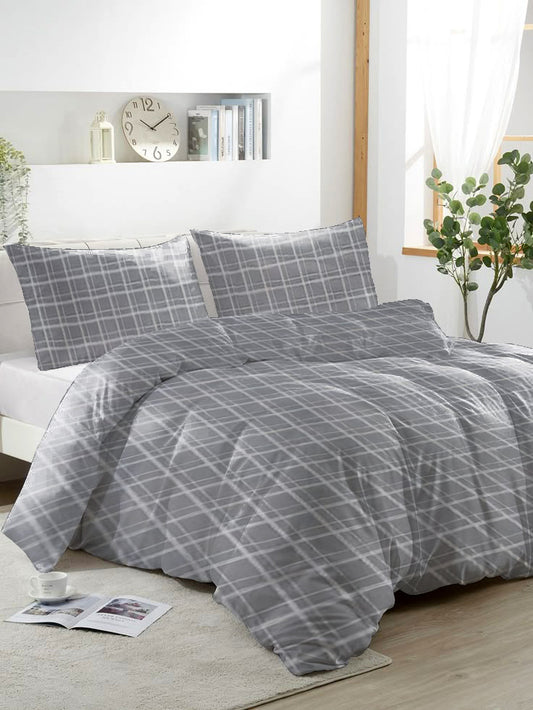Cotton Duvet Cover Set - Plaid check