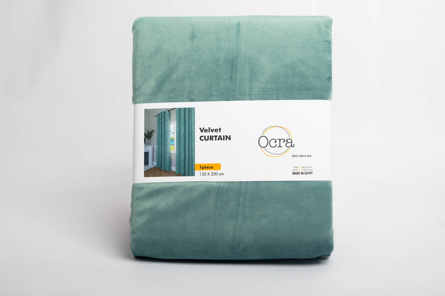 Velvet Curtain - Mint Green