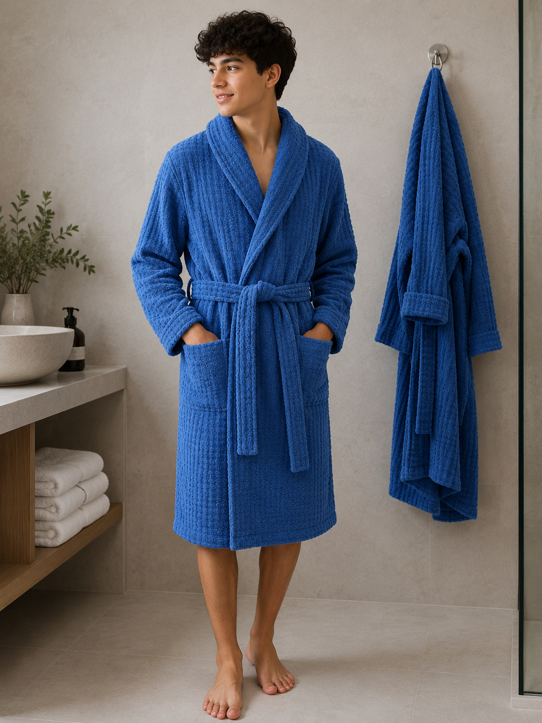 Egyptian Cotton Velvet Textured Bathrobe – Embossed Fabric