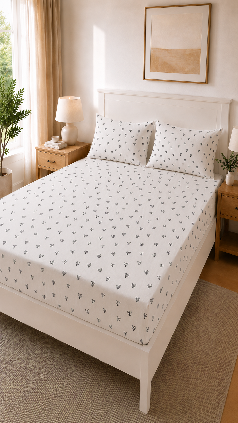 Cotton Bed Sheet Set - 3 Pieces  - Juliette