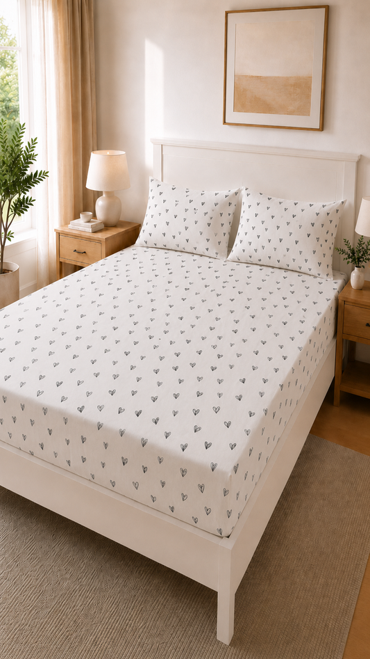 Cotton Bed Sheet Set - 3 Pieces  - Juliette