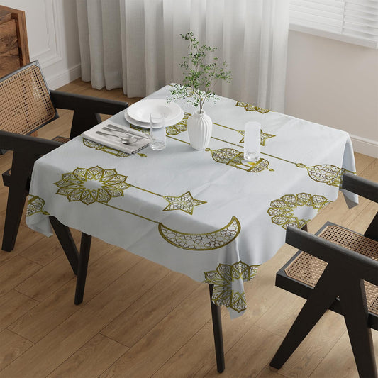 Ramadan Table Cover with Islamic Lantern and Moon Design